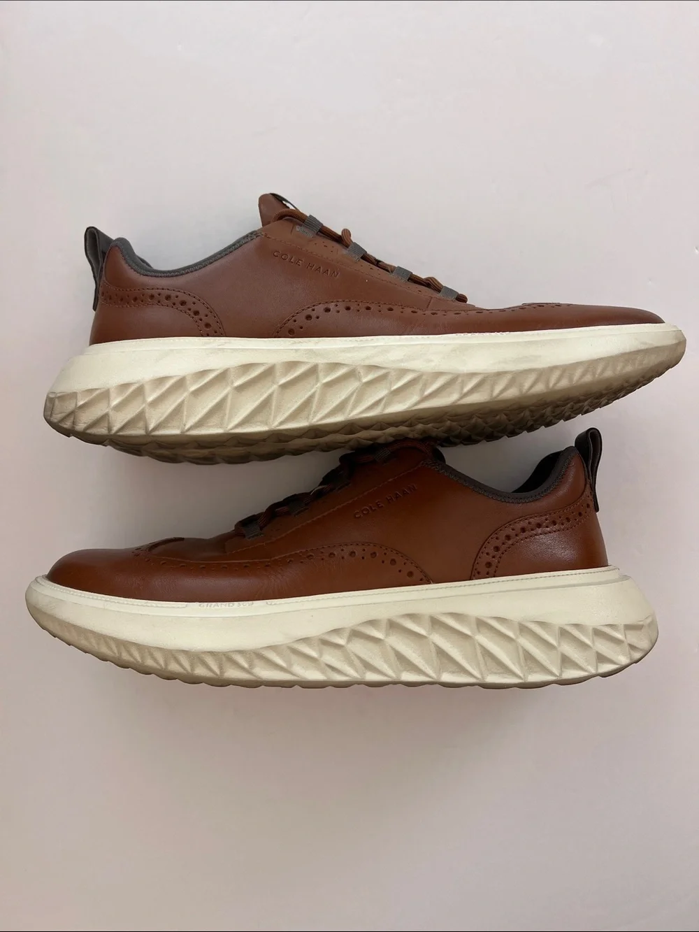 Cole Haan ZERØGRAND British Tan Leather Wingtip Sneaker with Cream Sole